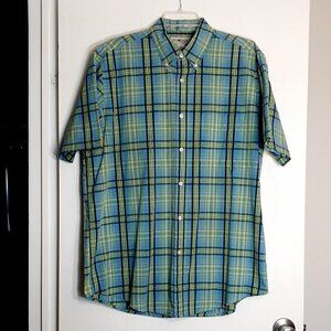 MEN'S SUN RIVER Short Sleeve Plaid Button Shirt; Size Large